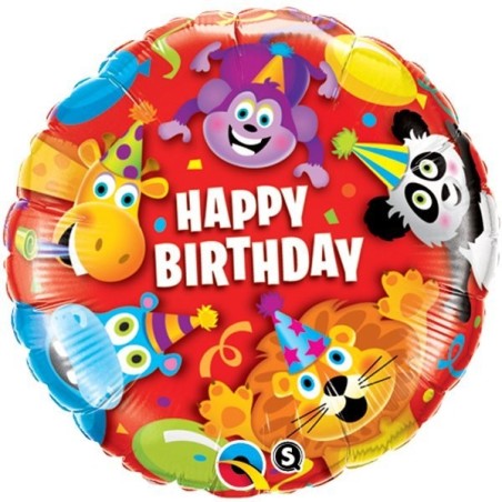 Qualatex 18 Inch Round Foil Balloon - Birthday Party Animals