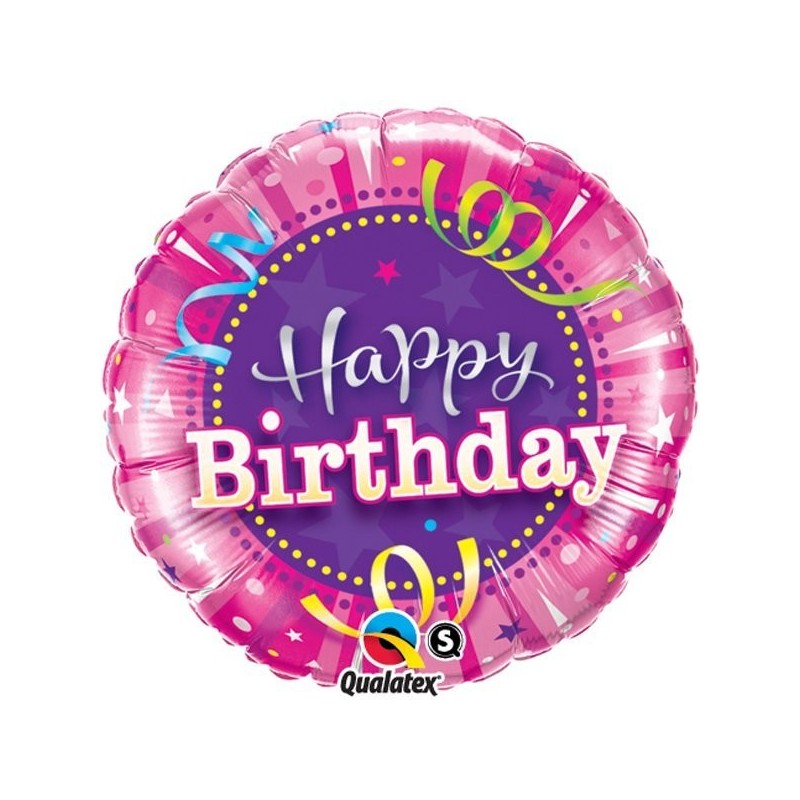 Qualatex 18 Inch Round Foil Balloon - Birthday Hot Pink