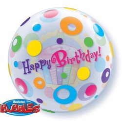 Qualatex 22 Inch Single Bubble Balloon - Birthday Cupcakes & Dots