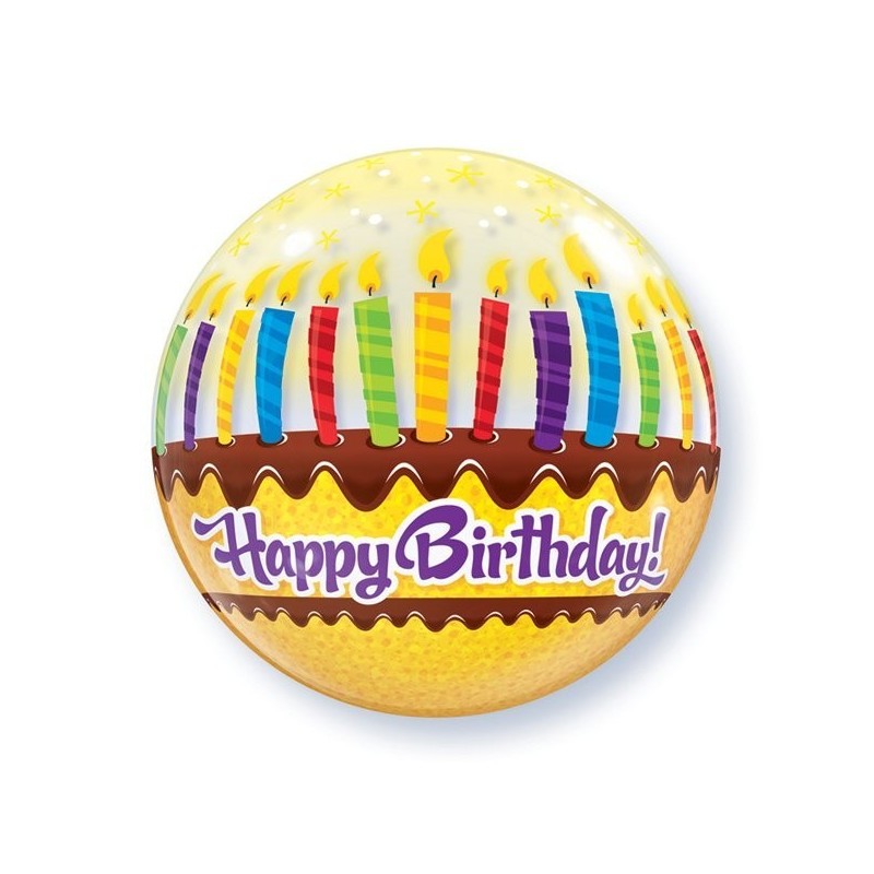 Qualatex 22 Inch Single Bubble Balloon - Birthday Candles & Frosting