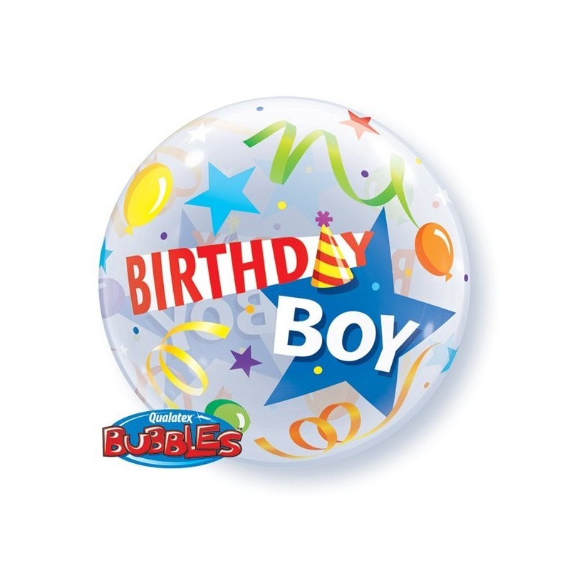Qualatex 22 Inch Single Bubble Balloon - Birthday Boy Party Hat