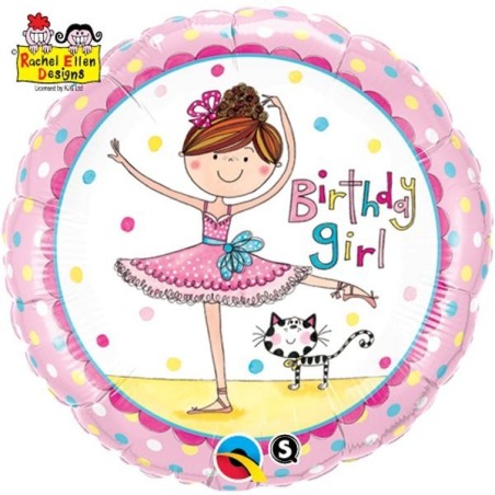 Qualatex 18 Inch Round Foil Balloon - Birthday Girl Ballerina