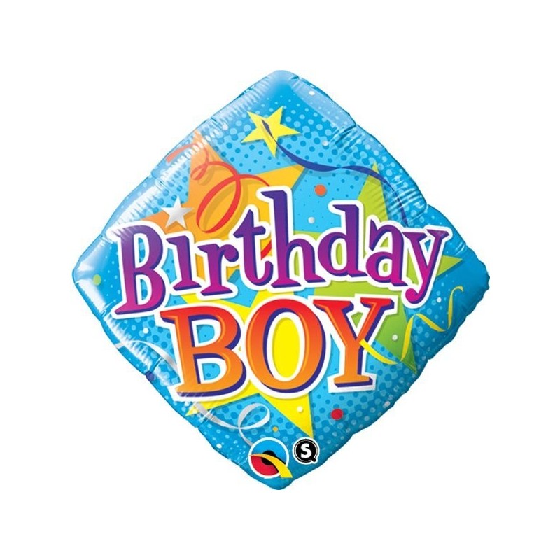 Qualatex 18 Inch Diamond Foil Balloon - Birthday Boy Stars
