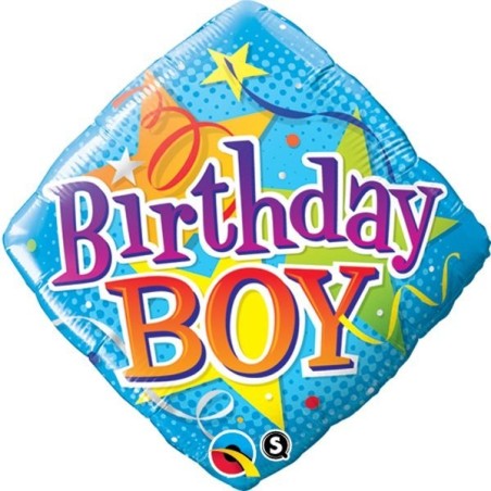 Qualatex 18 Inch Diamond Foil Balloon - Birthday Boy Stars