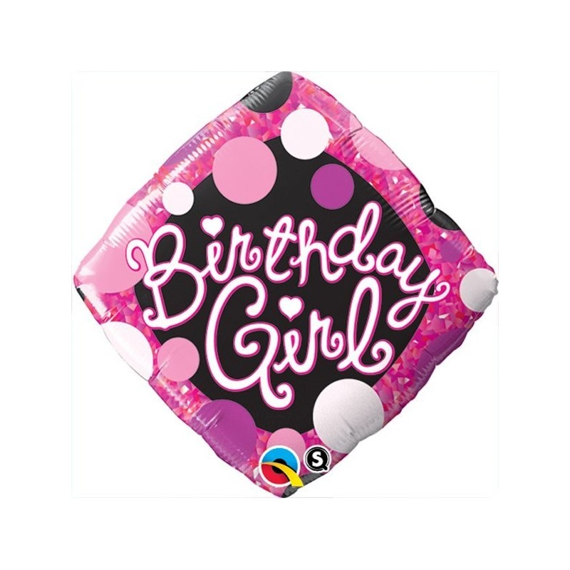 Qualatex 18 Inch Diamond Foil Balloon - Birthday Girl Pink & Black