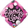 Qualatex 18 Inch Diamond Foil Balloon - Birthday Girl Pink & Black