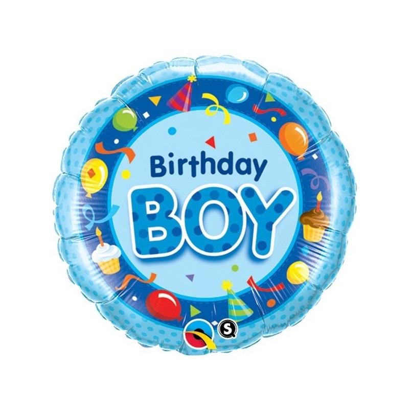 Qualatex 18 Inch Round Foil Balloon - Birthday Boy Blue