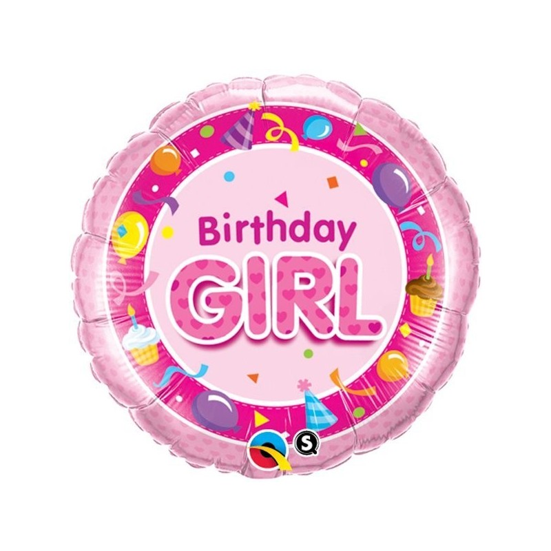 Qualatex 18 Inch Round Foil Balloon - Birthday Girl Pink