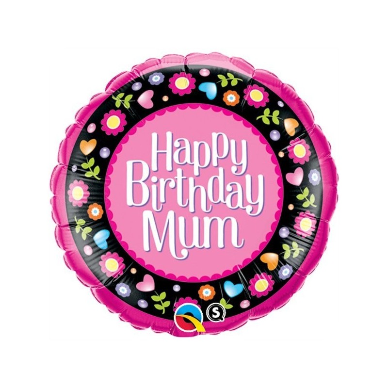 Qualatex 18 Inch Round Foil Balloon - Birthday Mum Pink & Floral
