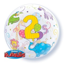 Qualatex 22 Inch Single Bubble Balloon - Age 2 Jungle Animals