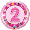 Qualatex 18 Inch Round Foil Balloon - Age 2 Pink Farm Animals