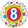 Qualatex 18 Inch Round Foil Balloon - Age 8 Colourful Dots
