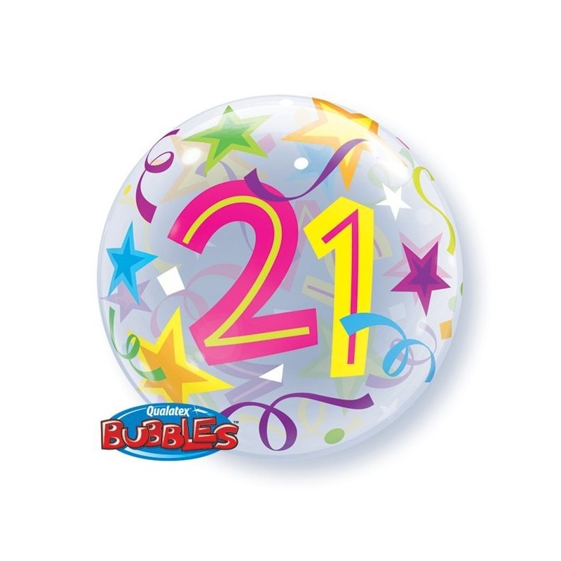 Qualatex 22 Inch Single Bubble Balloon - 21 Brilliant Stars