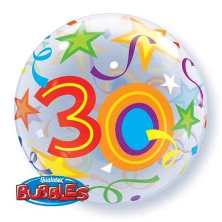 Qualatex 22 Inch Single Bubble Balloon - 30 Brilliant Stars