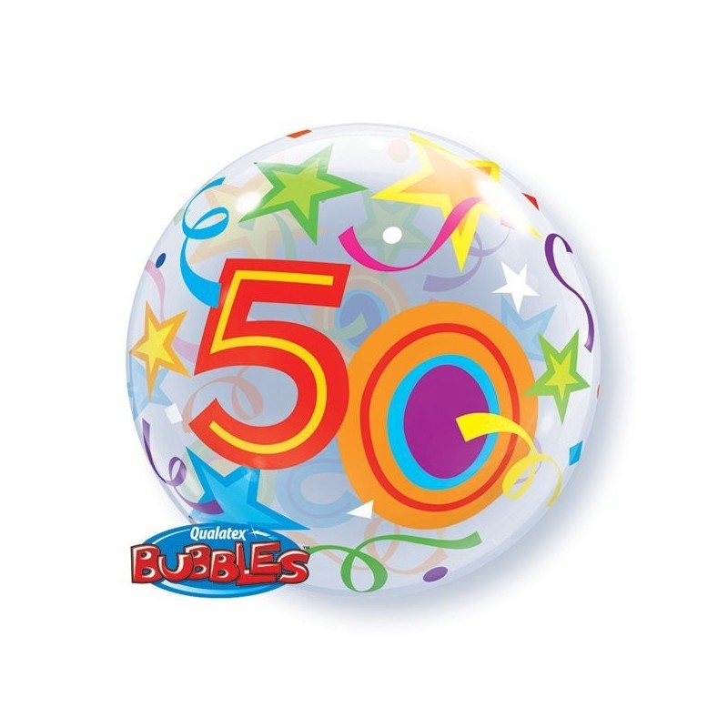 Qualatex 22 Inch Single Bubble Balloon - 50 Brilliant Stars