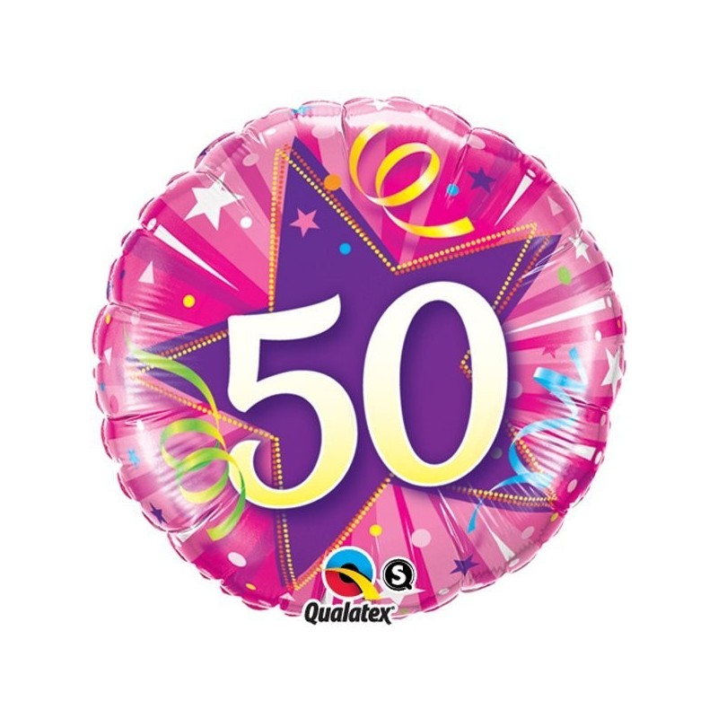 Qualatex 18 Inch Round Foil Balloon - 50 Shining Star Hot Pink