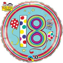 Qualatex 18 Inch Round RE Foil Balloon - 18 Polka Dots & Stripes