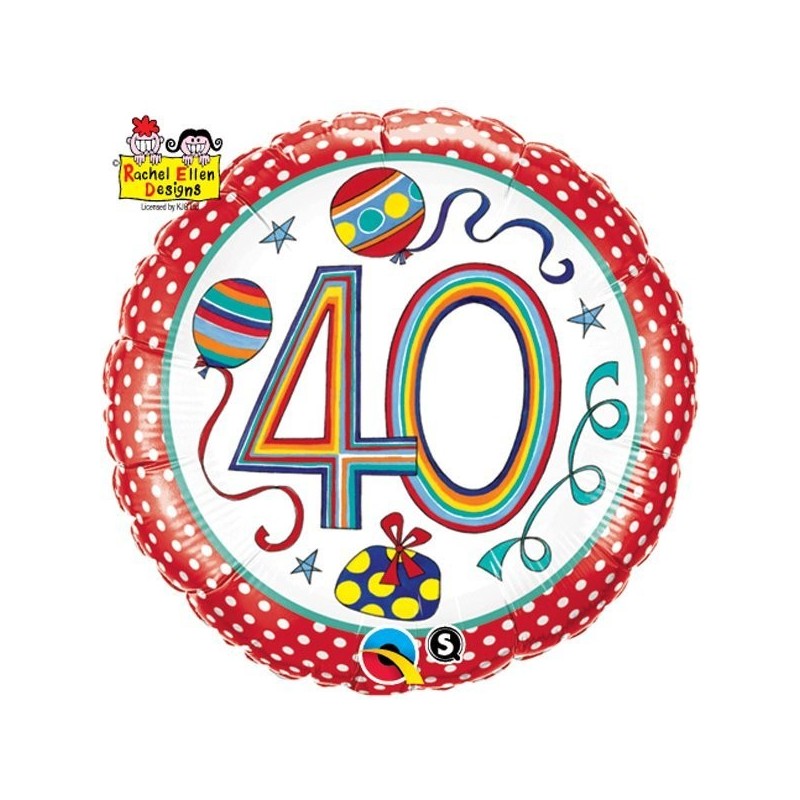 Qualatex 18 Inch Round RE Foil Balloon - 40 Polka Dots & Stripes