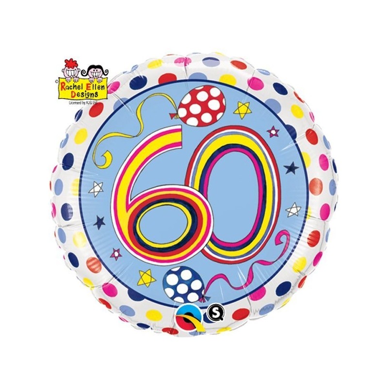 Qualatex 18 Inch Round RE Foil Balloon - 60 Polka Dots & Stripes