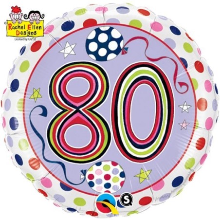 Qualatex 18 Inch Round RE Foil Balloon - 80 Polka Dots & Stripes