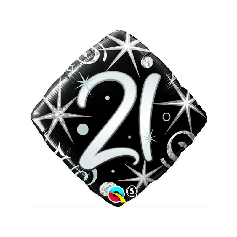 Qualatex 18 Inch Diamond Foil Balloon - 21 Elegant Sparkles & Swirls