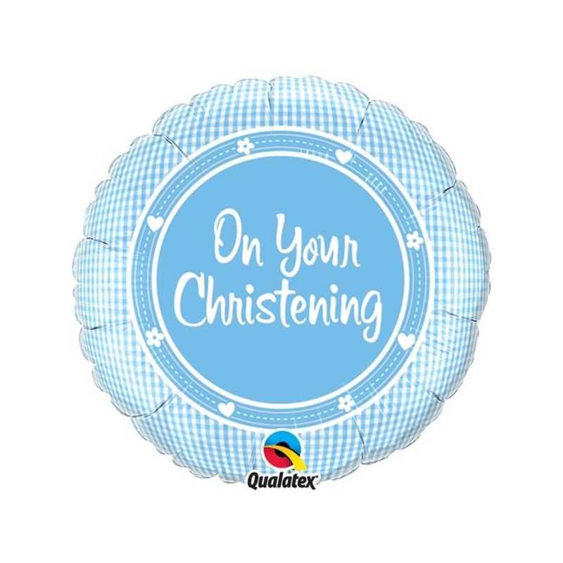 Qualatex 18 Inch Round Foil Balloon - On Your Christening Boy