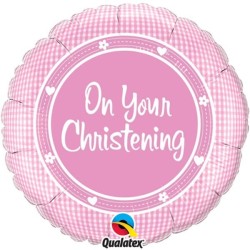 Qualatex 18 Inch Round Foil Balloon - On Your Christening Girl