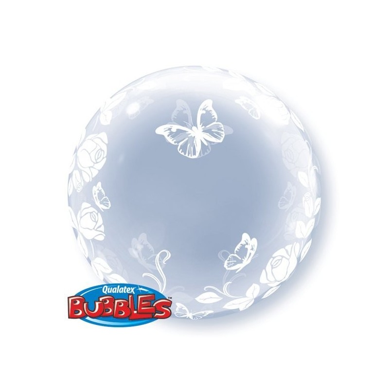 Qualatex 24 Inch Deco Bubble Balloon - Elegant Roses & Butterflies