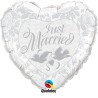 Qualatex 18 Inch Heart Foil Balloon - Just Married White/Silver
