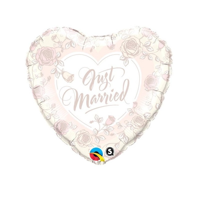 Qualatex 18 Inch Heart Foil Balloon - Just Married Roses