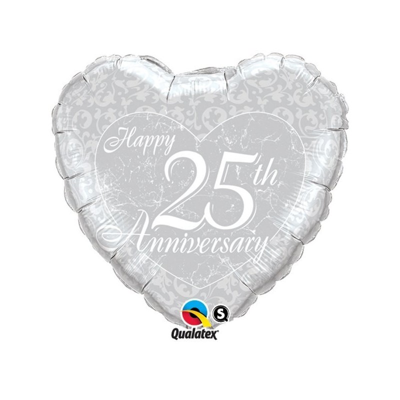 Qualatex 18 Inch Heart Foil Balloon - 25th Anniversary