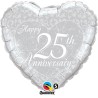 Qualatex 18 Inch Heart Foil Balloon - 25th Anniversary