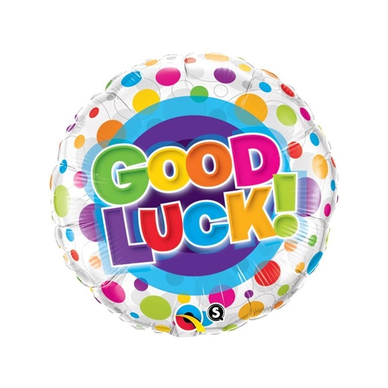 Qualatex 18 Inch Round Foil Balloon - Good Luck Colourful Dots