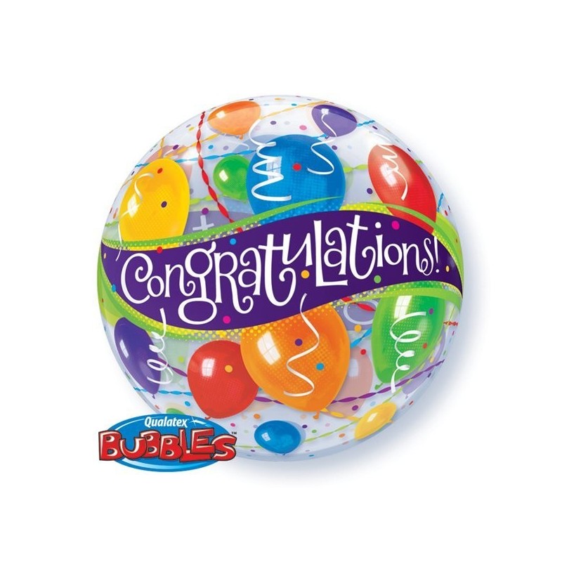 Qualatex 22 Inch Single Bubble Balloon - Congratulations