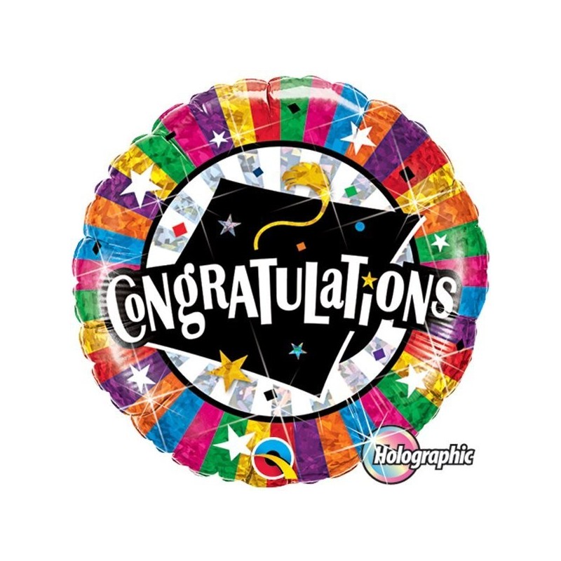 Qualatex 18 Inch Round Foil Balloon - Congratulations Grad Cap