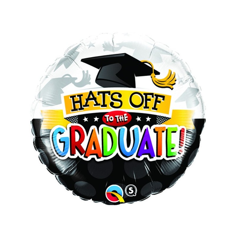 Qualatex 18 Inch Round Foil Balloon - Hats Off To The Graduate