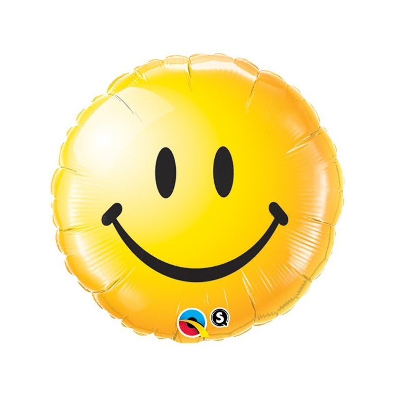 Qualatex 18 Inch Round Foil Balloon - Smiley Face Yellow