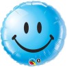Qualatex 18 Inch Round Foil Balloon - Smiley Face Blue
