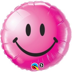 Qualatex 18 Inch Round Foil Balloon - Smiley Face Pink