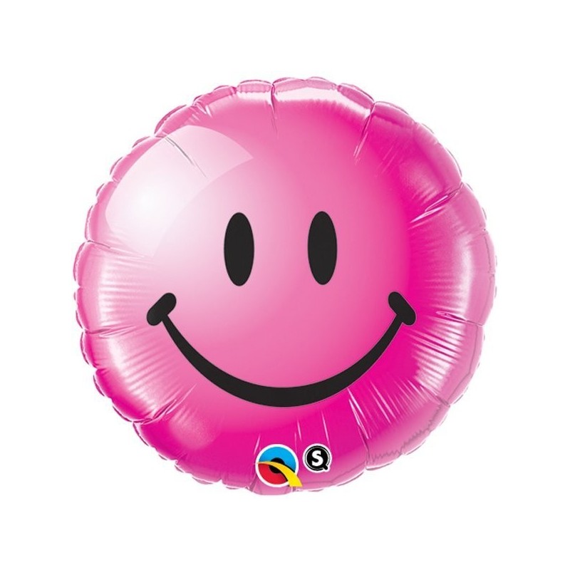 Qualatex 18 Inch Round Foil Balloon - Smiley Face Pink