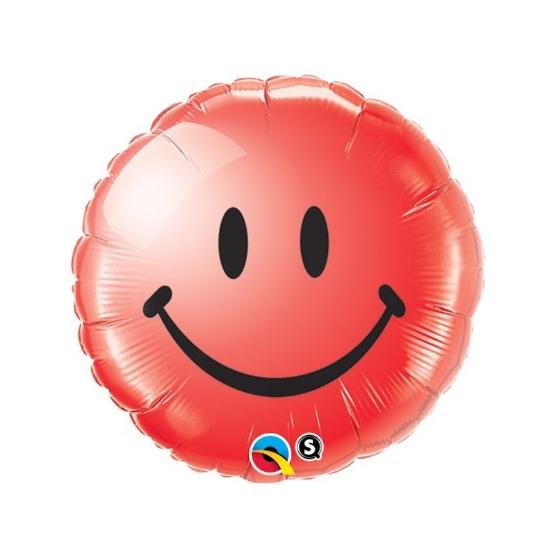 Qualatex 18 Inch Round Foil Balloon - Smiley Face Red