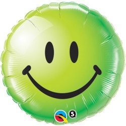 Qualatex 18 Inch Round Foil Balloon - Smiley Face Green