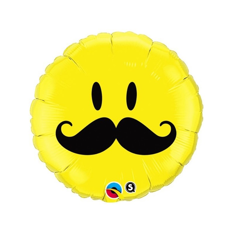 Qualatex 18 Inch Round Foil Balloon - Smiley Face Mustache