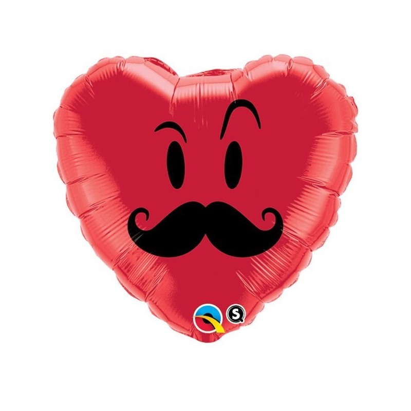 Qualatex 18 Inch Heart Foil Balloon - Mr Mustache