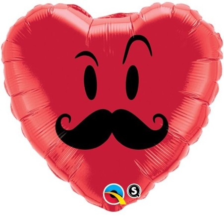 Qualatex 18 Inch Heart Foil Balloon - Mr Mustache