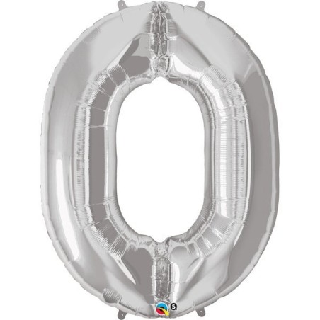 Qualatex 34 Inch Number Balloon - Zero Silver