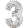 Qualatex 34 Inch Number Balloon - Three Silver