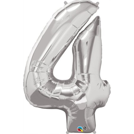 Qualatex 34 Inch Number Balloon - Four Silver