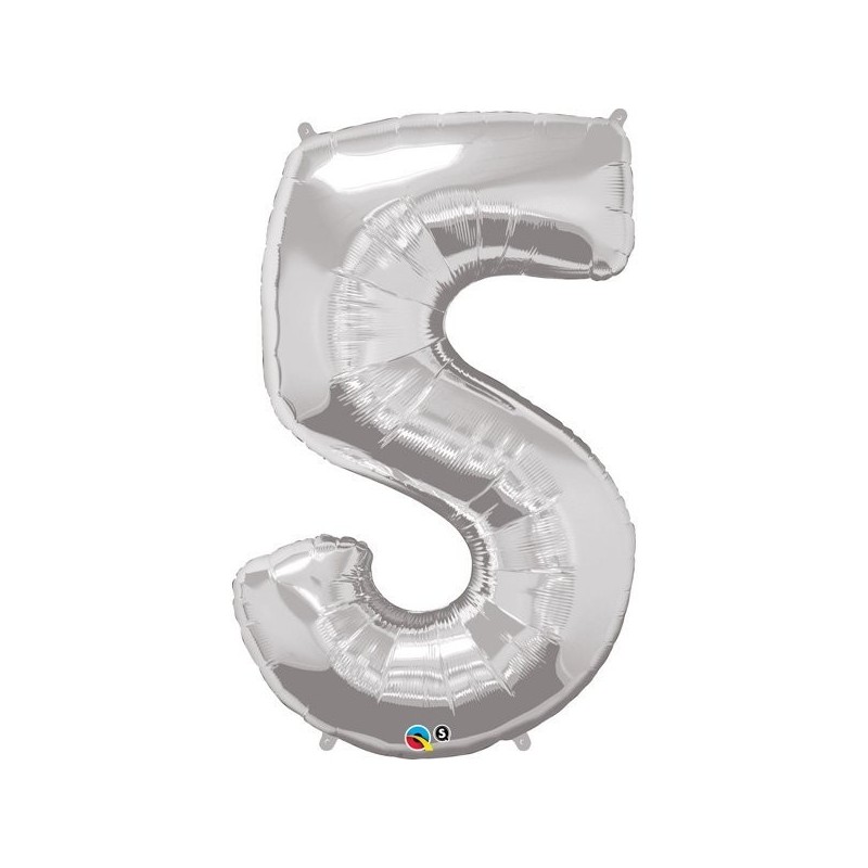 Qualatex 34 Inch Number Balloon - Five Silver