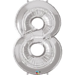 Qualatex 34 Inch Number Balloon - Eight Silver